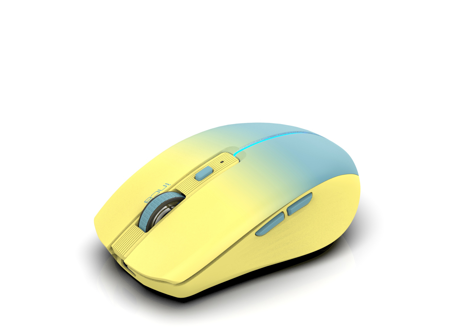 INCA IWM-511RS - rechts - Optisch - RF Wireless + Bluetooth + USB Type-C - 1600 DPI - Blau - Gelb, Ansicht 2