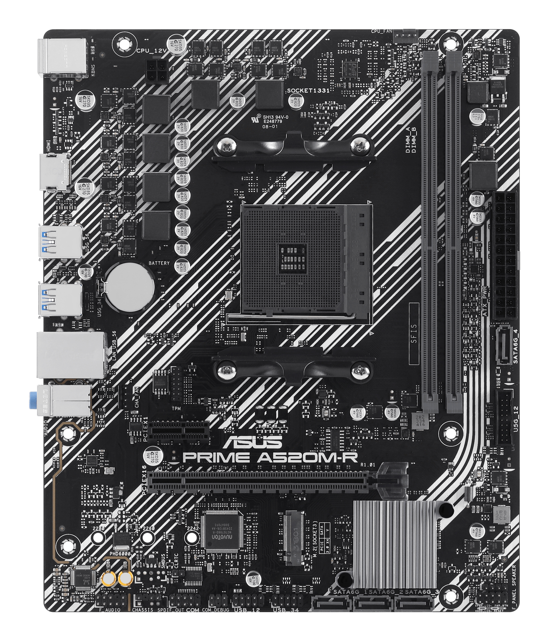 ASUS PRIME A520M-R - Motherboard - micro ATX - Socket AM4 - AMD A520 Chipsatz - USB 3.2 Gen 1 - Gigabit LAN, Ansicht 3