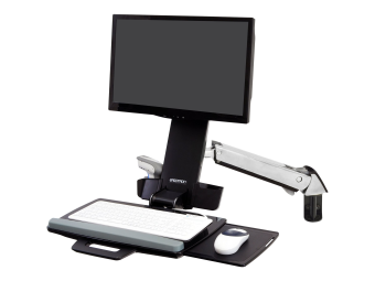 Ergotron Befestigungskit (Handgelenkkissen Schienenmontage Halterungsset höhenverstellbare Halterung Tastaturablage mit linkerrechter Mausablage Ablage für Barcode-Scanner und Maus Combo Schwenkarm) - für LCD-Display  PC-Ausrüstung - Polished Alum
