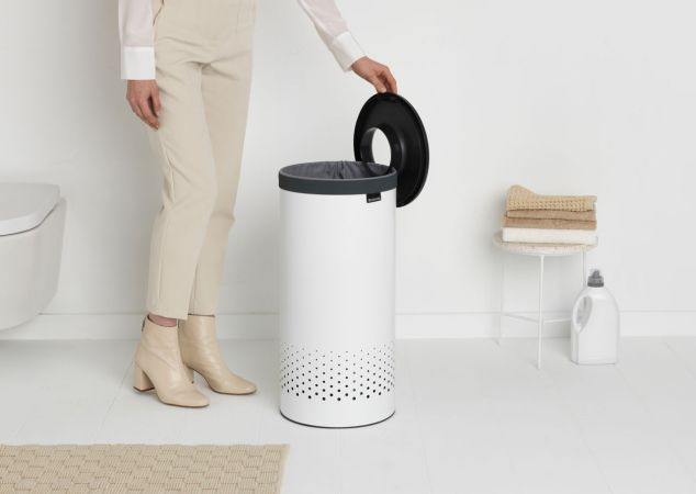 Brabantia Wäschekorb dunkelgrau weiss, Ansicht 2