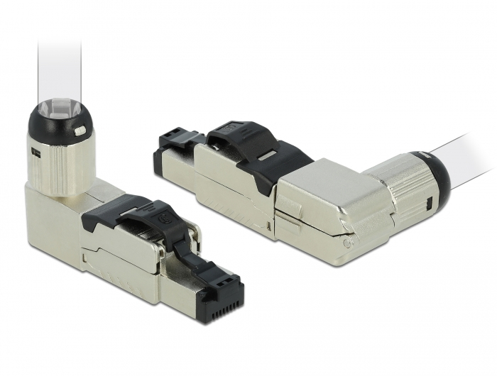 Delock RJ45 Stecker feldkonfektionierbar Cat.8.1 Metall gewinkelt, 1x RJ-45, Grau, Männlich, Abgewinkelt, Zink, Cat8.1