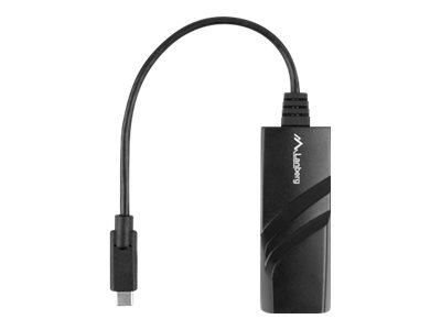Lanberg NC-1000-02 - USB Typ-C - RJ-45 - Schwarz - 1 Stück(e) - 0,15 m, Ansicht 2