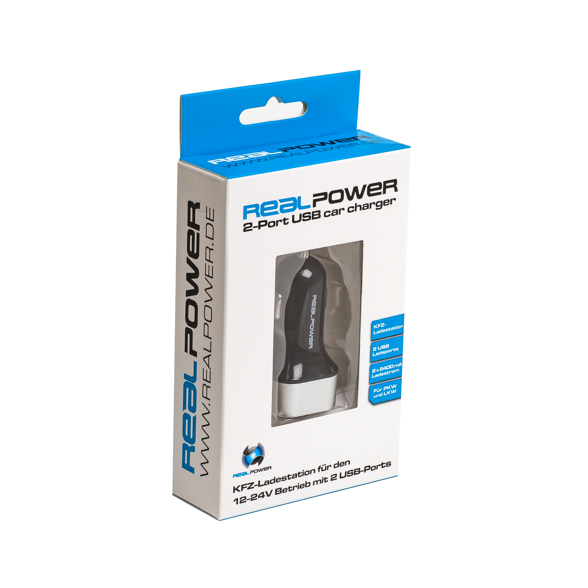 Ultron Realpower 2-Port USB car charger - Auto-Netzteil - 2400 mA - 2 Ausgabeanschlussstellen (2 x USB), Ansicht 2