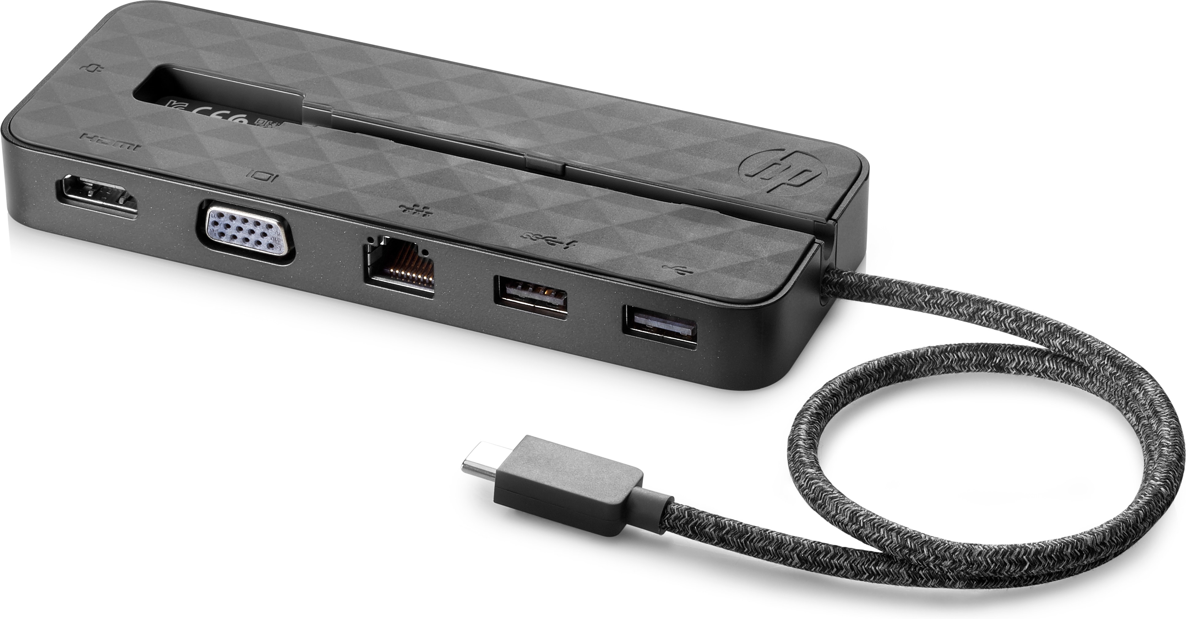 HP USB-C Mini-Dockingstation, Kabelgebunden, USB 3.2 Gen 1 (3.1 Gen 1) Type-C, 10,100,1000 Mbit/s, Schwarz, China, HP