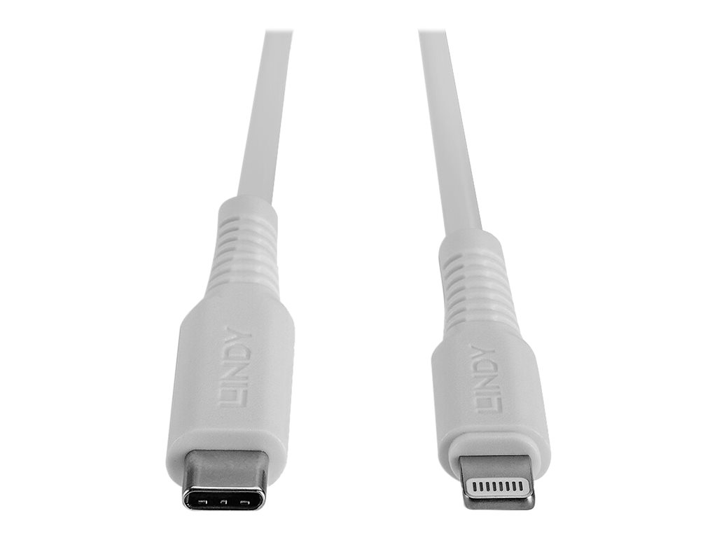 Lindy Lightning-Kabel - USB-C männlich zu Lightning männlich - 1 m - abgeschirmt - weiß - rund, unterstützt Stromversorgung - für Apple iPad/iPhone/iPod (Lightning)