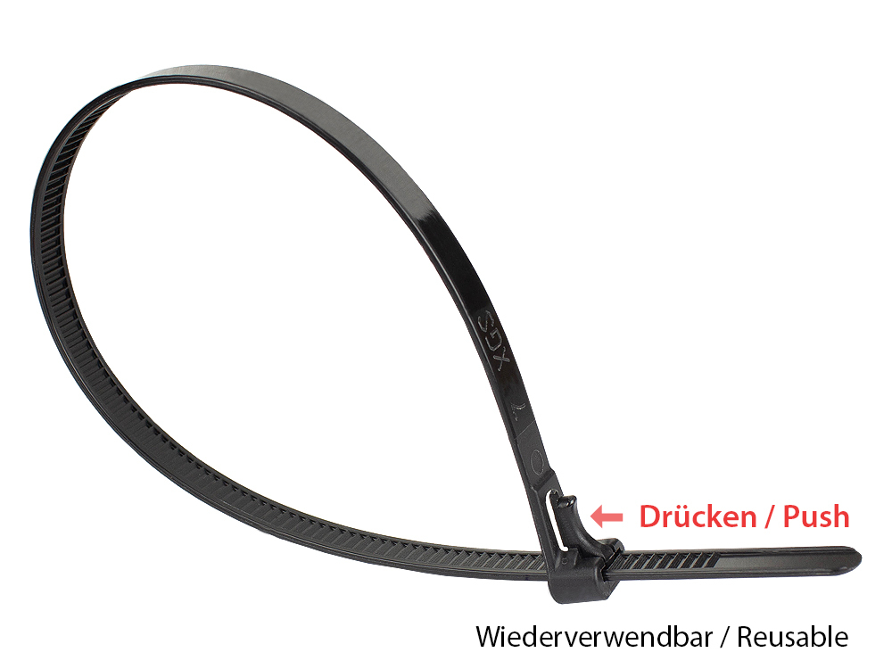 Good Connections KAB-R20S74 - Lösbarer Kabelbinder - Nylon - Schwarz - 5 cm - 45 N - V2, Ansicht 2