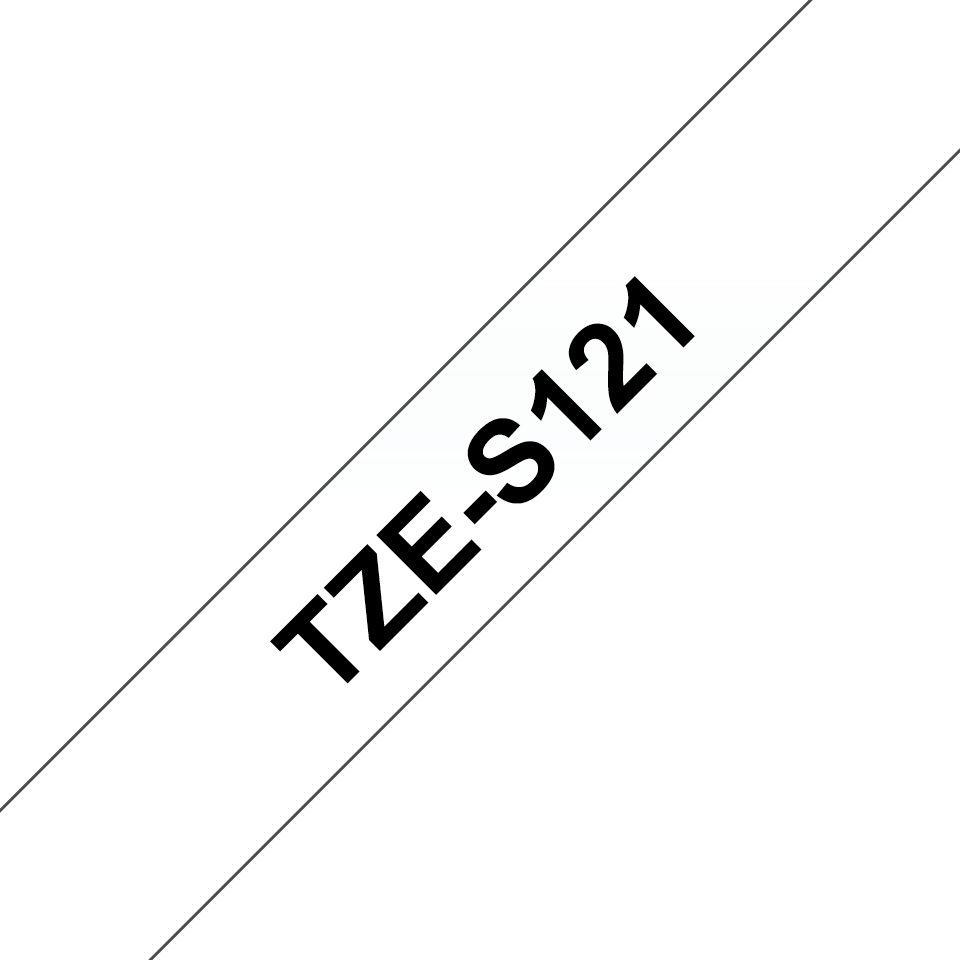 Brother TZe-S121 - Extra starker Klebstoff - schwarz auf durchsichtig - Rolle (0,9 cm x 8 m), Ansicht 2