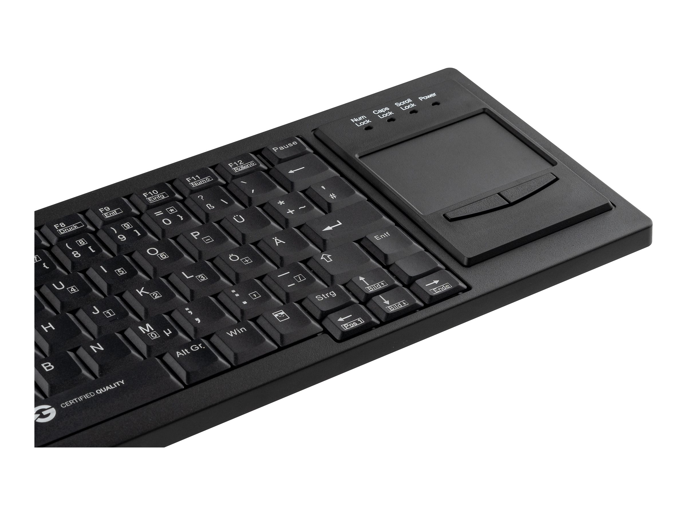 GETT CleanType Xtra Touch - Tastatur - mit Touchpad - TL: Deutsch, QWERTZ - Schwarz, Ansicht 3