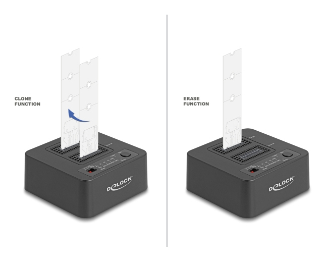 Delock SSD-Dockingstation - clone and erase function Schächte: 2 - M.2 - M.2 NVMe Card / PCIe (NVMe), Ansicht 4