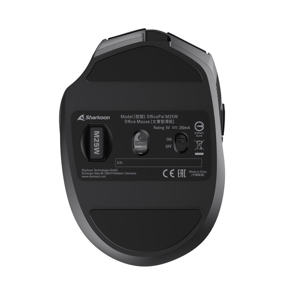 Sharkoon OfficePal M25W schwarz - Maus - Maus - 4.000 dpi, Ansicht 3
