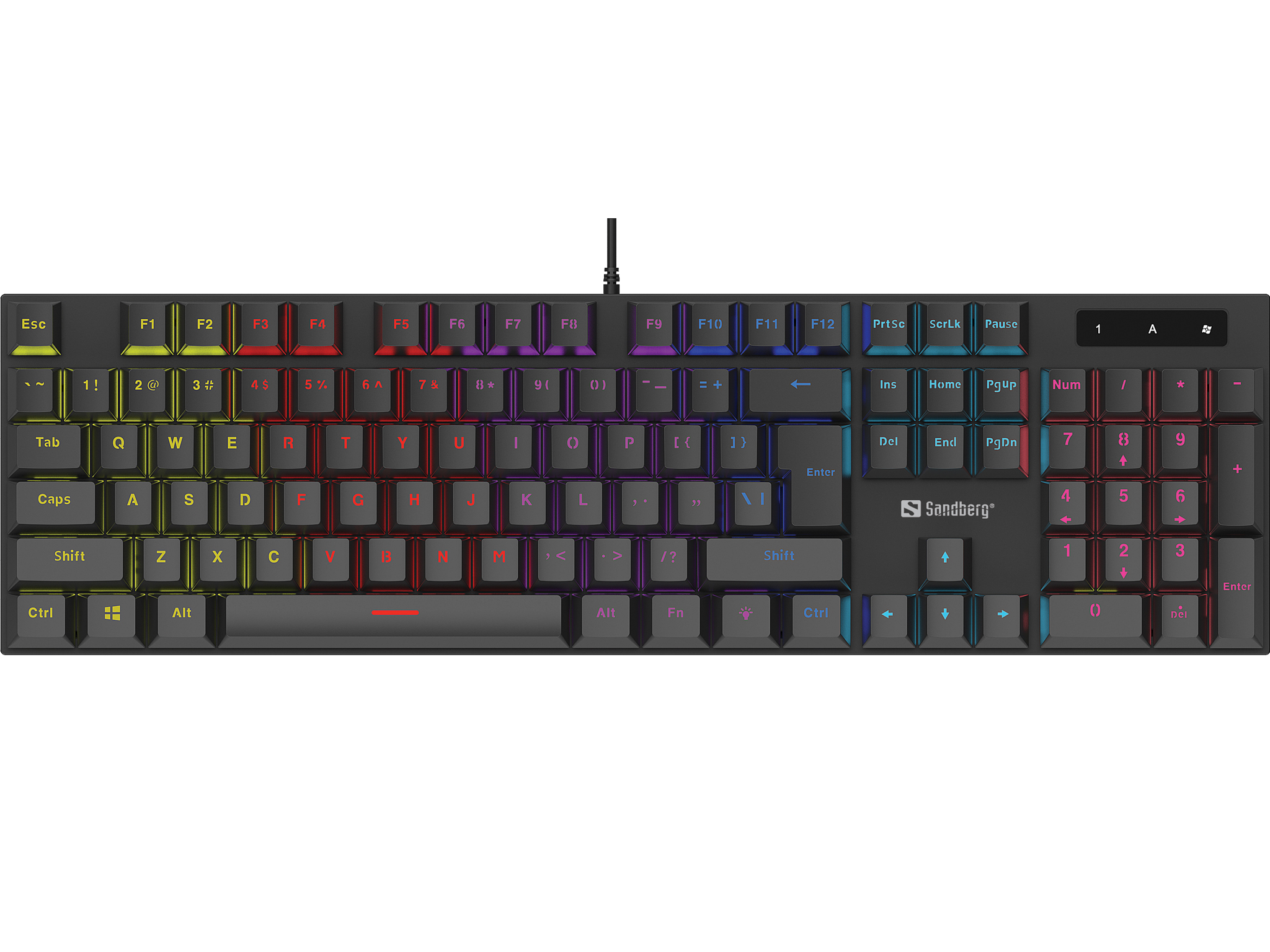 SANDBERG Tastatur - Hintergrundbeleuchtung - TL: Deutsch, QWERTZ, Ansicht 2