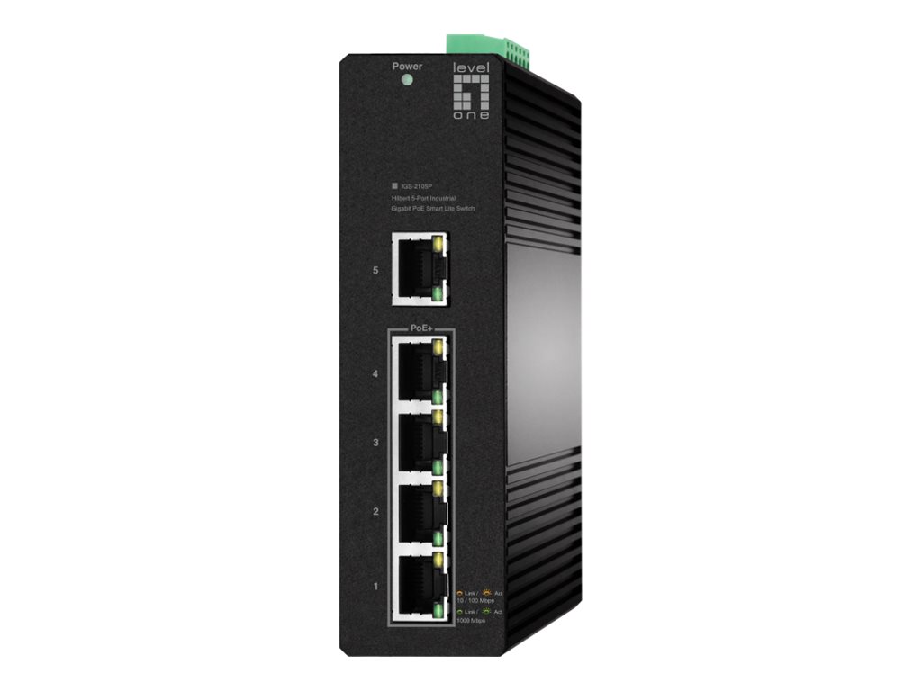 LevelOne Hilbert IGS-2105P - Switch - industrial, lite, 802.3af/at, -40 to 75°C - Smart - 4 x 10/100/1000 (PoE+)
