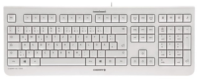 Cherry KC 1000 - Tastatur - Laser - 4 Tasten QWERTZ - Grau, Weiß