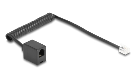 Delock Telefonverlängerungskabel - RJ-11 (W) zu RJ-11 (M) - 1 m - gewickelt - Schwarz, Ansicht 2