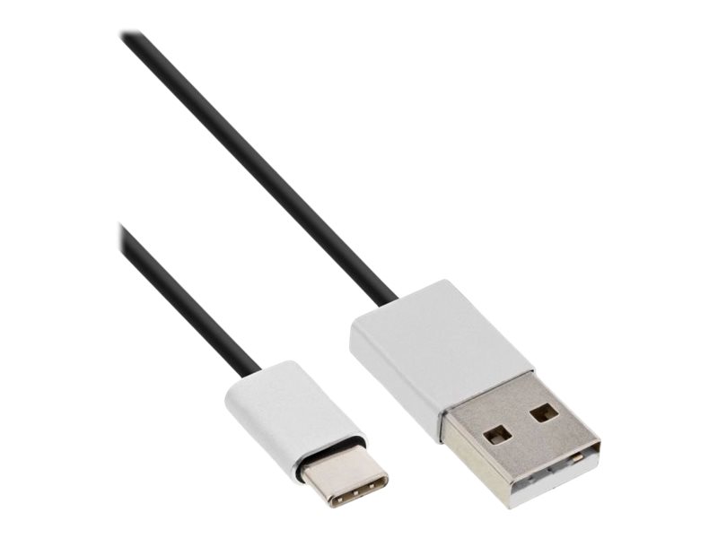 InLine USB 2.0 Kabel - USB-C Stecker an A Stecker - schwarzAlu - flexibel - 3m