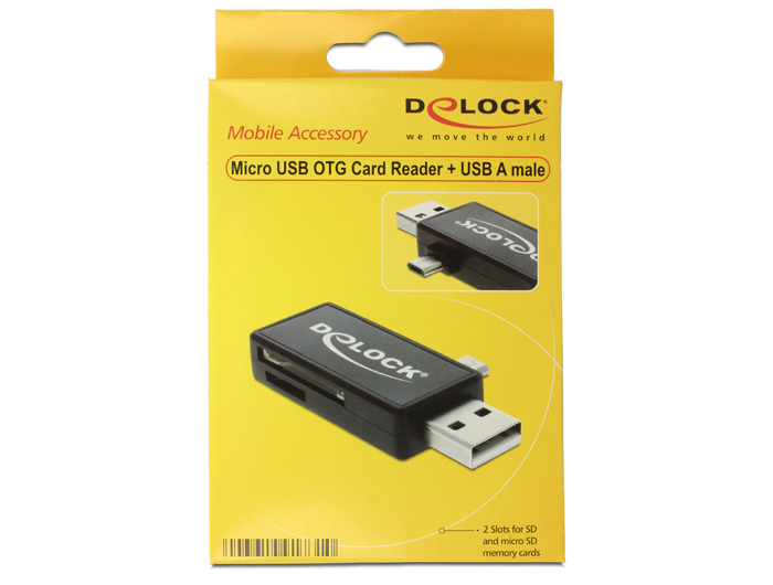 Delock Micro USB OTG Card Reader + USB A male - Kartenleser (MMC, SD, microSD, SDHC, microSDHC, SDXC, microSDXC), Ansicht 2