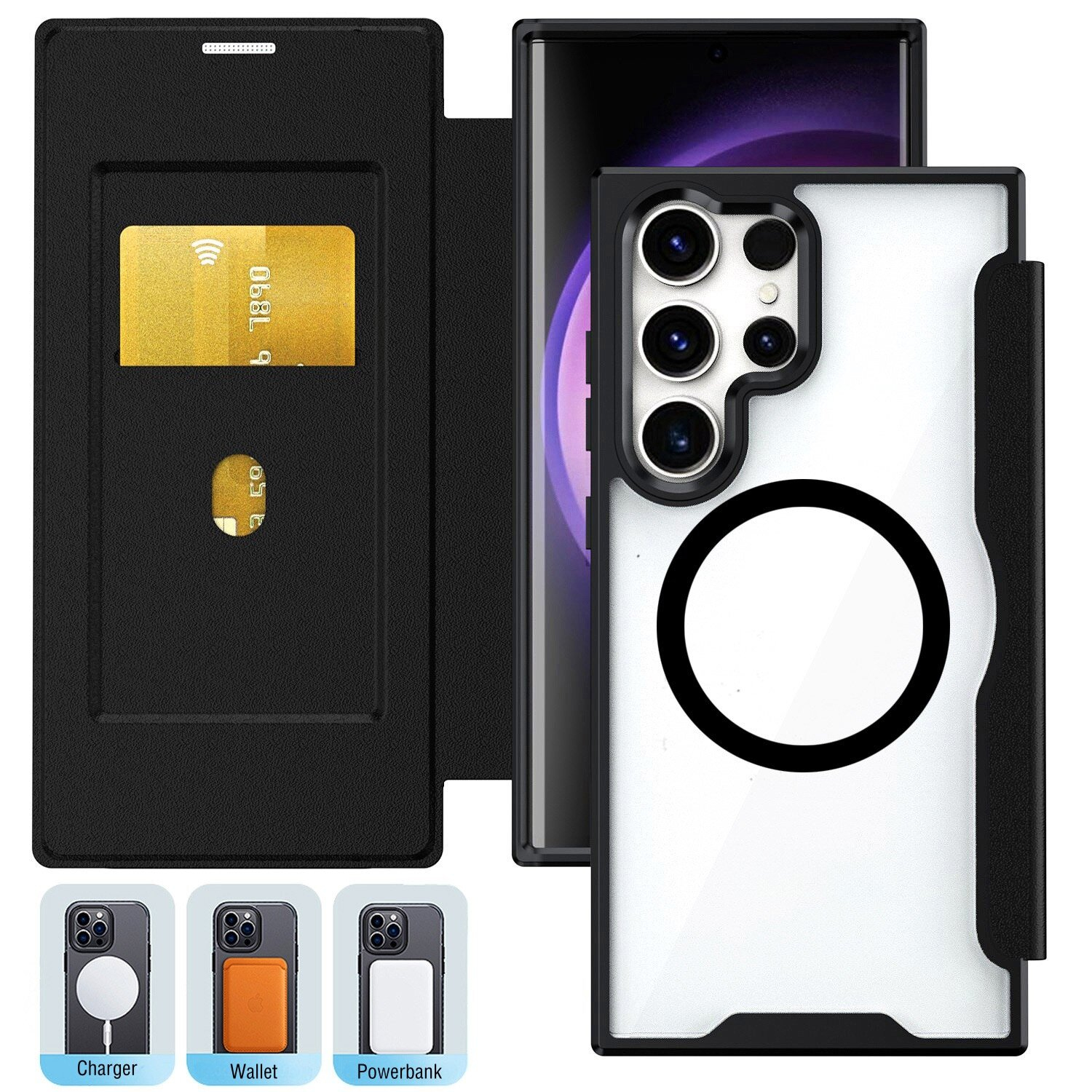 4smarts Urban Pro Flipcase Samsung Galaxy S26 Qi2 ready black, Ansicht 3