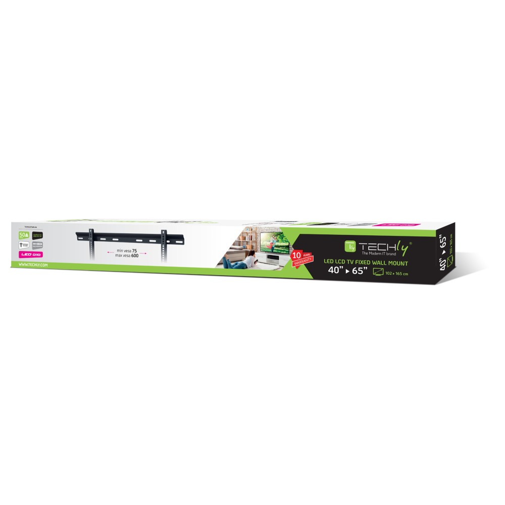 Techly Klammer - Ultra-dünn - für Flachbildschirm - Schwarz - Bildschirmgröße: 101.6-165.1 cm (40-65), Ansicht 4