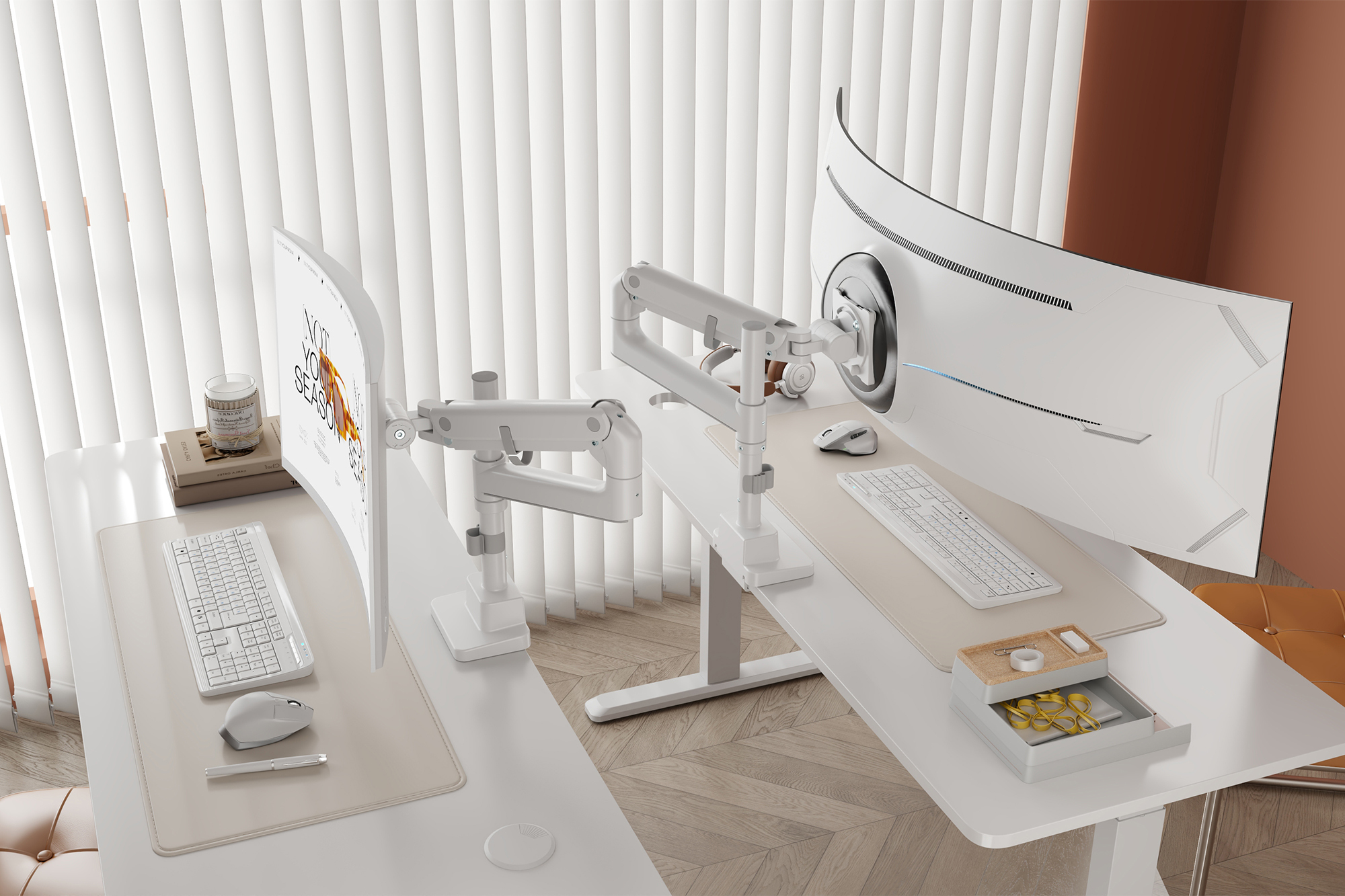 DIGITUS Single Monitorhalterung, 57, 27 kg - Weiß, Ansicht 3