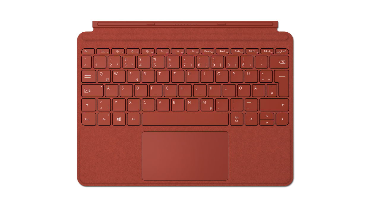 Microsoft Go Type Cover, QWERTZ, Englisch, Touchpad, Rot, 248 x 190 x 4,6 mm, 245 g