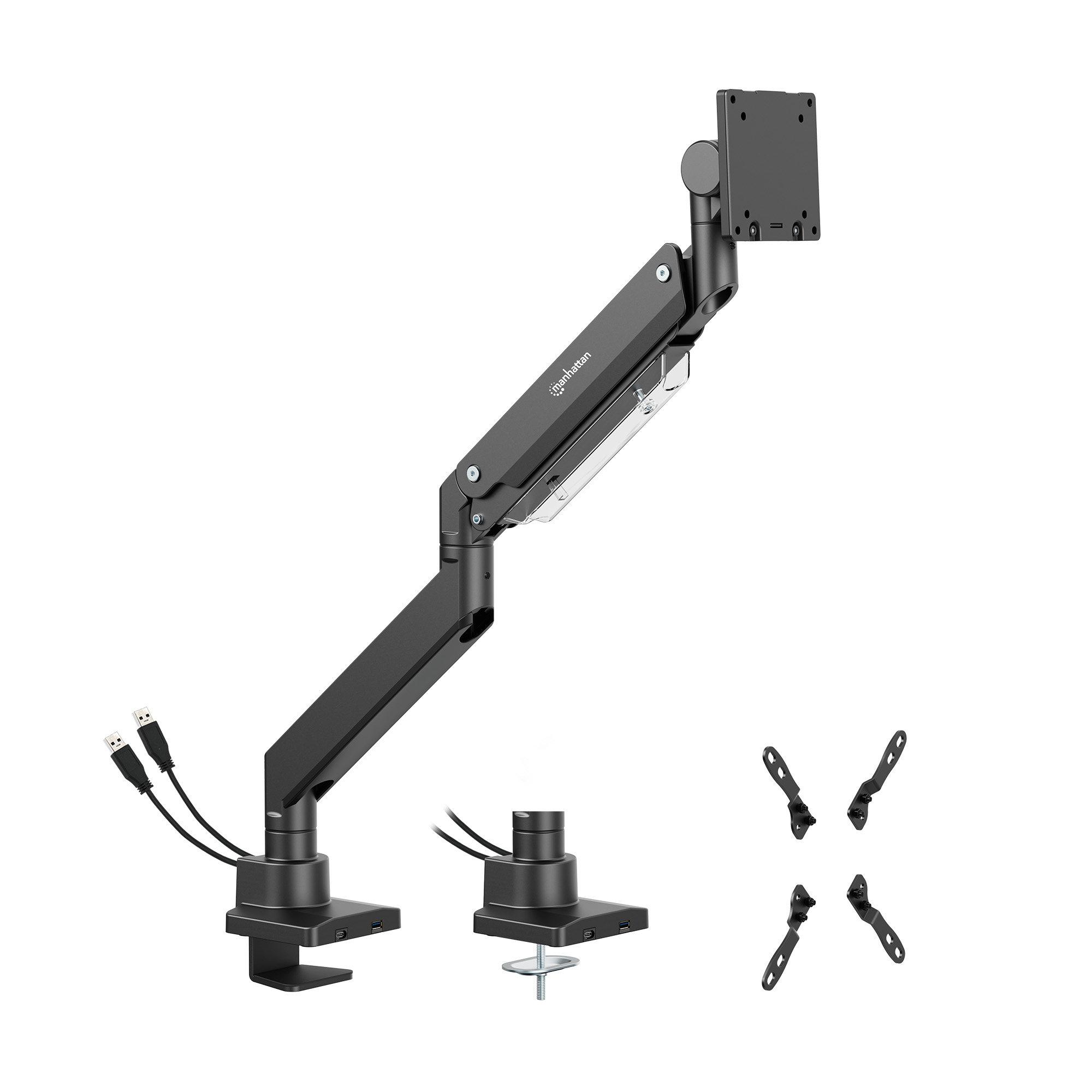 Manhattan Tischhalterung 1 Monitor 17-57 27kg mit USB Ports, Ansicht 2