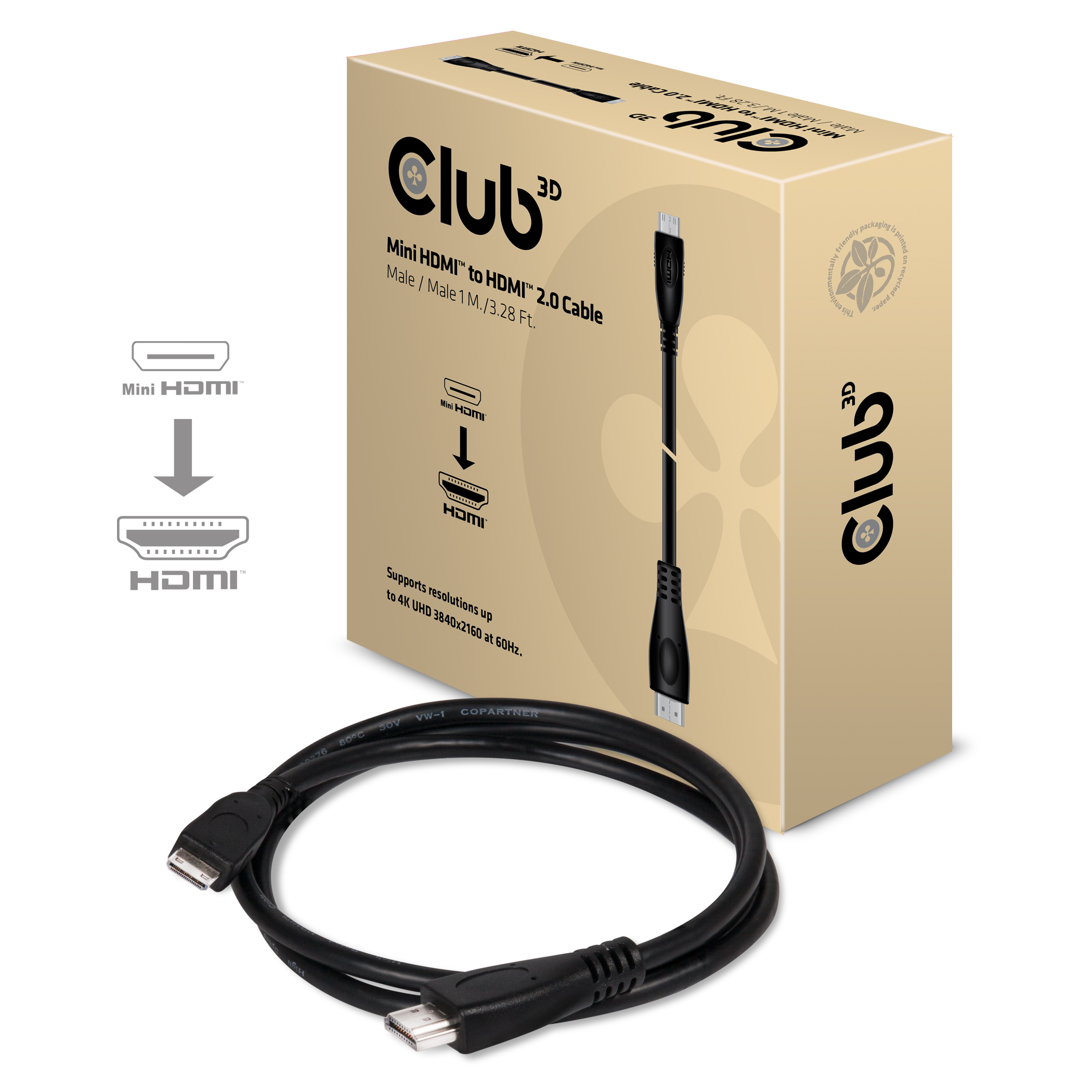 Club 3D CAC-1350 - HDMI-Kabel - mini HDMI (M), Ansicht 3