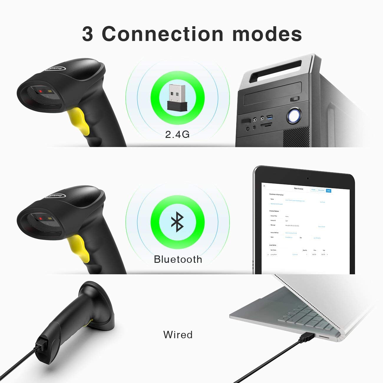 Inateck Barcodescanner 50 black[BCST-50_black] - Barcode-Scanner, Ansicht 4