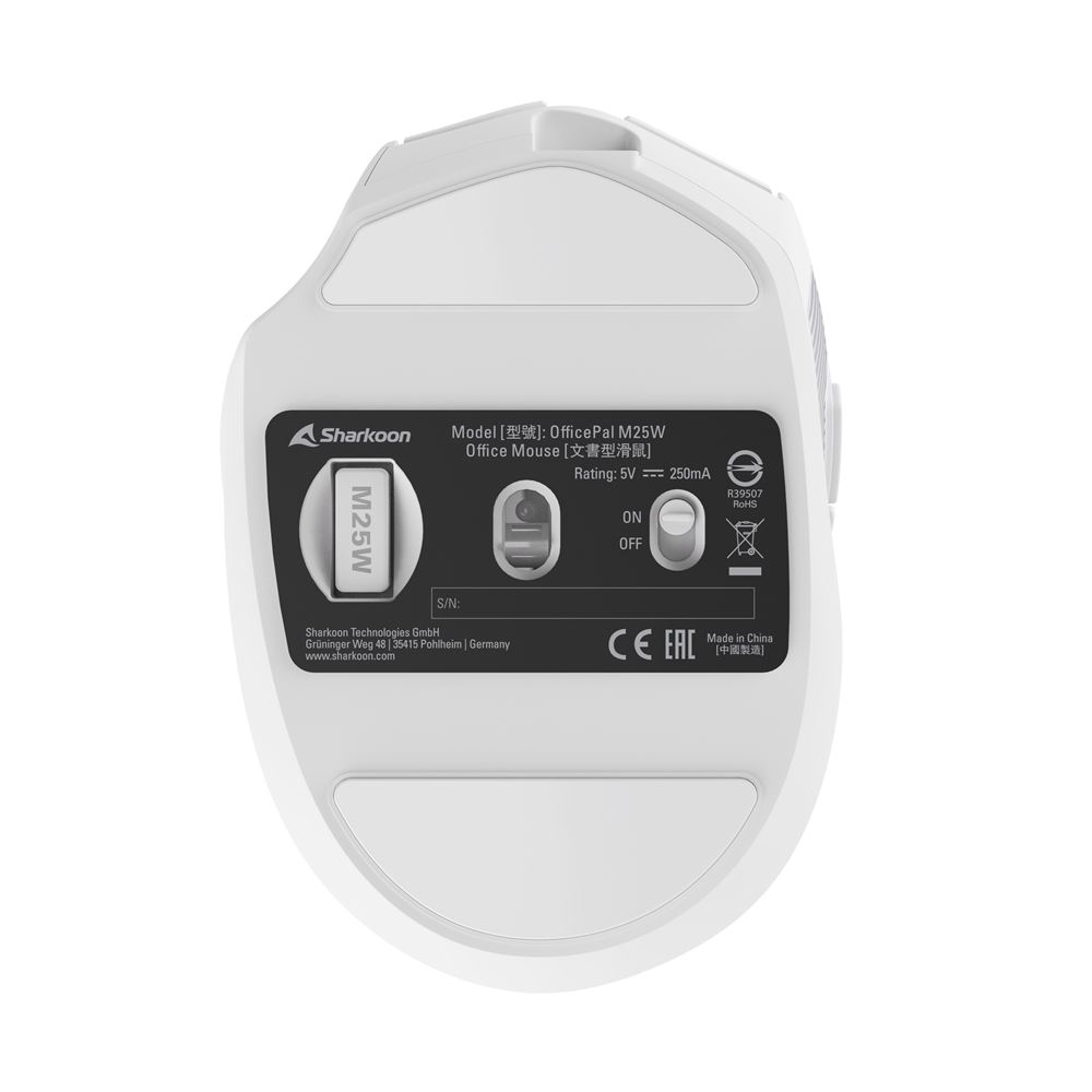 Sharkoon OfficePal M25W weiß - Maus - Maus - 4.000 dpi, Ansicht 3