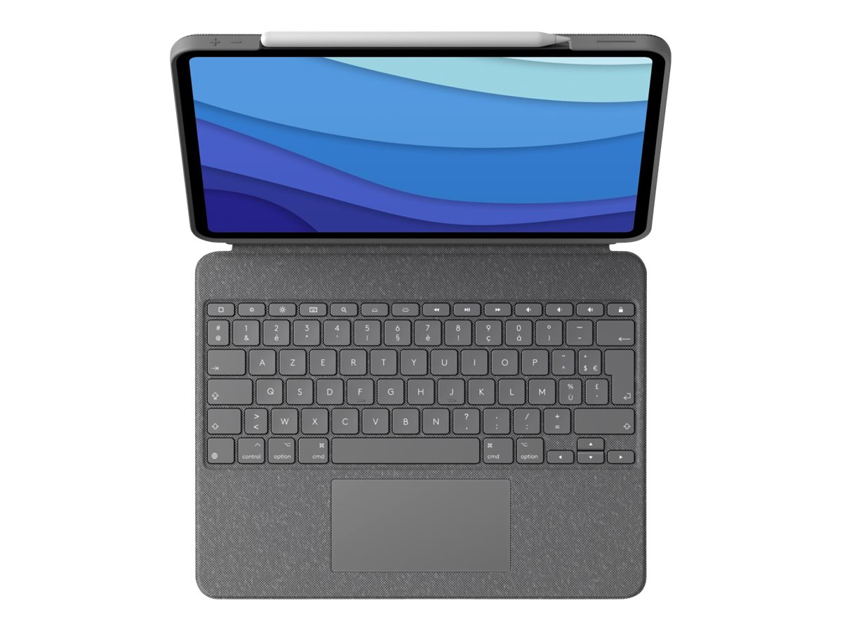 Logitech Combo Touch - Tastatur und Foliohülle - mit Trackpad - hintergrundbeleuchtet - Apple Smart connector - AZERTY - Französisch - Oxford Gray - für Apple 11-inch iPad Pro (1. Generation 2. Generation 3. Generation)
