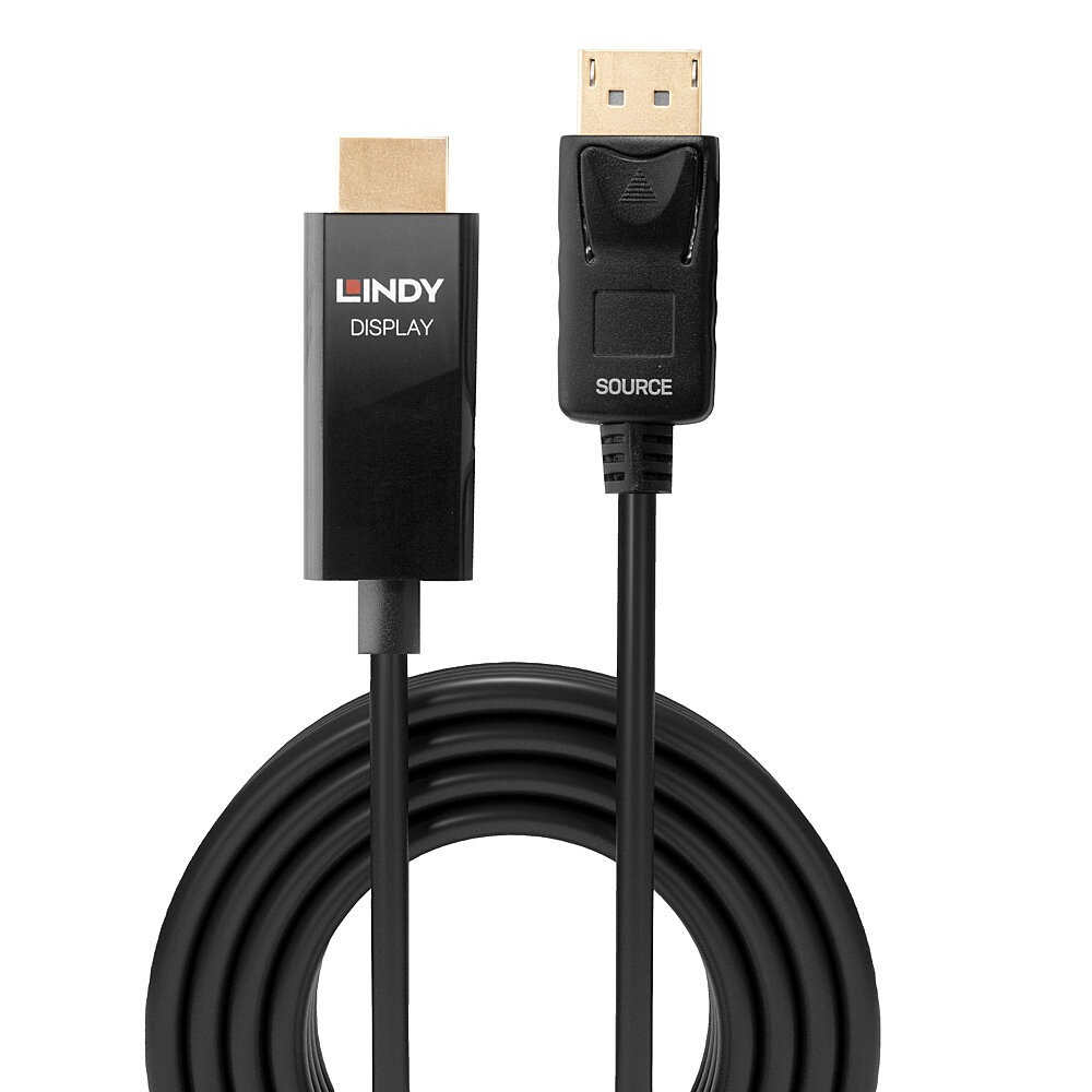 Lindy Adapterkabel - DisplayPort männlich eingerastet zu HDMI männlich - 5 m - abgeschirmt - Schwarz - aktiver Chip, Ansicht 3