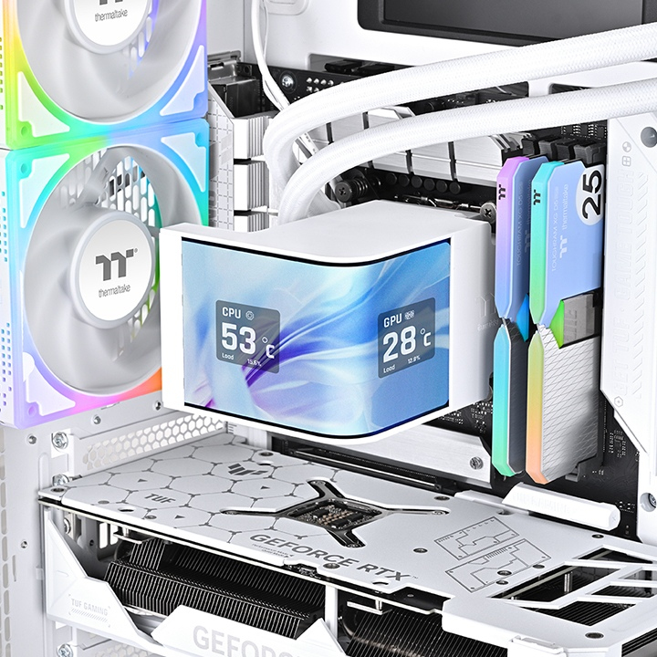 Thermaltake MAGCurve 360 Ultra Snow ARGB| AiO-Wasserkühlung - CPU-Kühler - AMD Sockel AM3 (Ph. II/Ath. II), Ansicht 2
