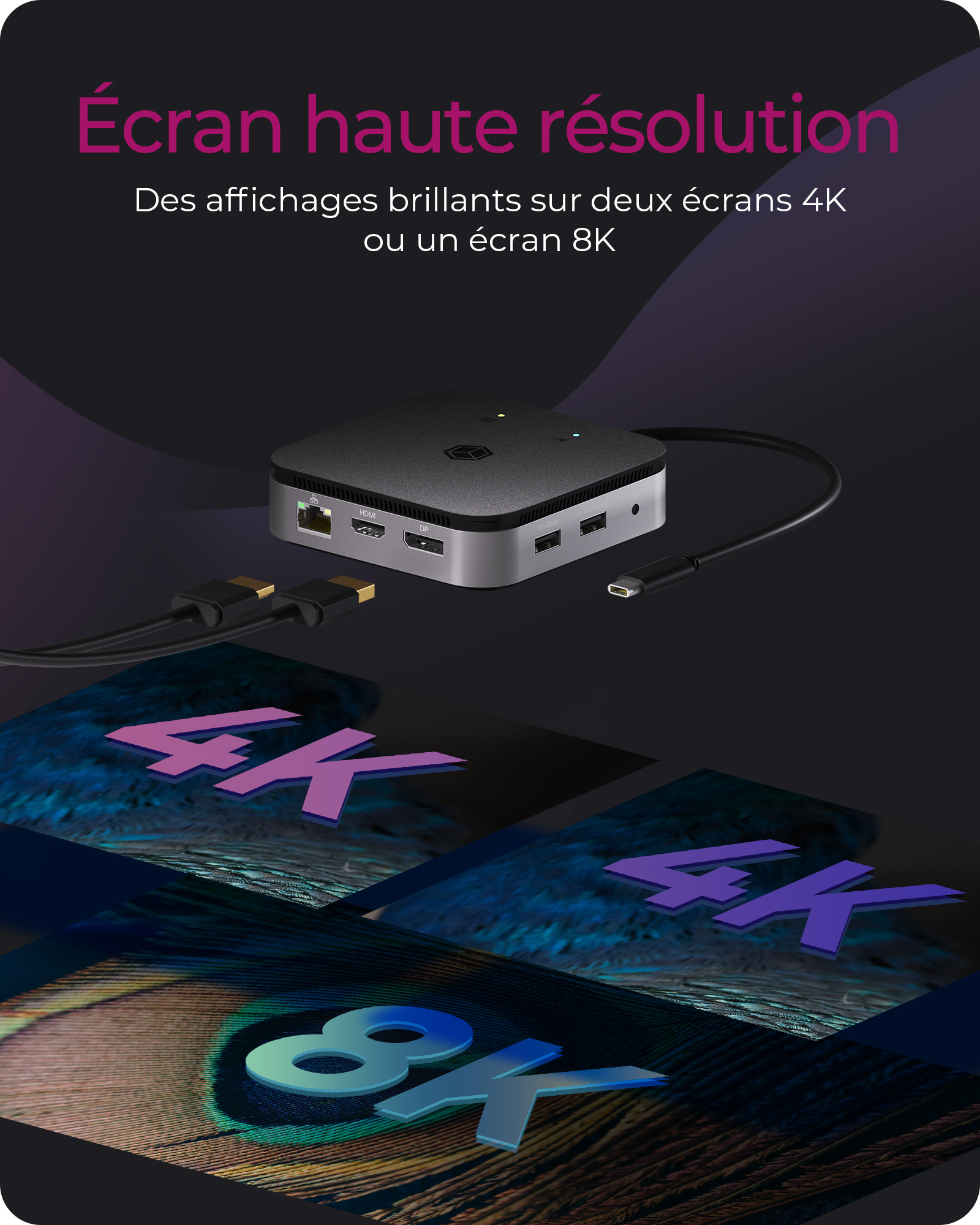 ICY BOX IB-DK408-C41 - Dockingstation - USB-C 3.2 Gen 2 / Thunderbolt 3 / Thunderbolt 4, Ansicht 3