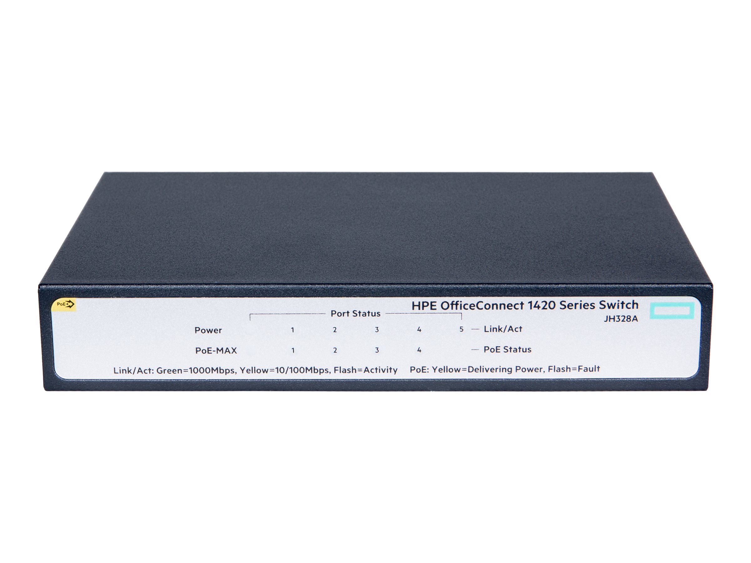 HPE OfficeConnect 1420 5G PoE+ - Switch - unmanaged - 5 x 10/100/1000 - Desktop - PoE+ (32 W)
