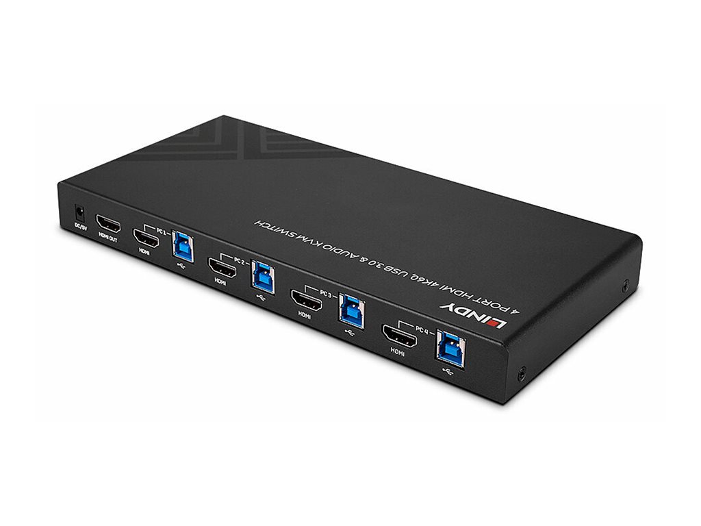 Lindy KVM Switch HDMI 4K60, USB 3.0 & Audio, 4 Port, Ansicht 4