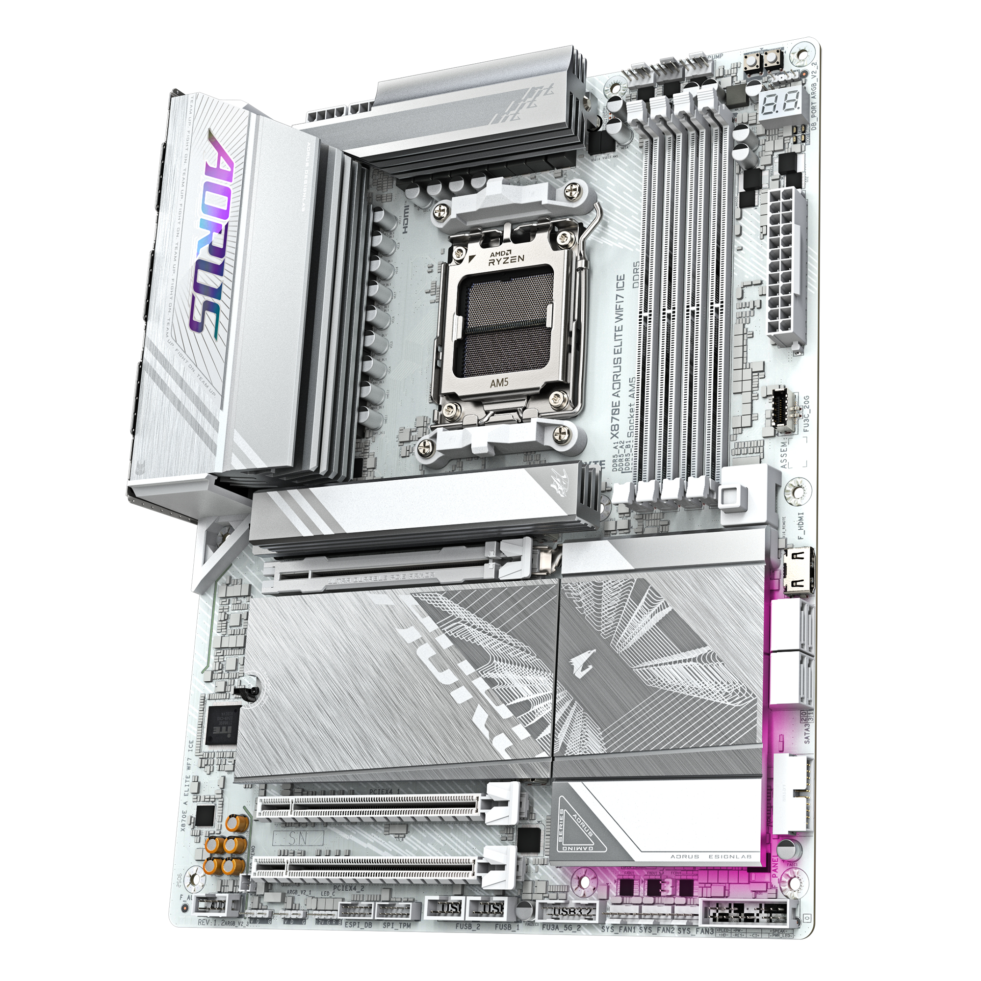 Gigabyte AORUS X870E ELITE WIFI7 ICE - Motherboard - ATX - Socket AM5 - AMD X870E Chipsatz - USB4, USB-C 3.2 Gen 2x2…, Ansicht 4