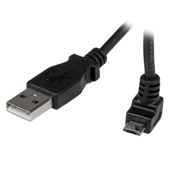 StarTech.com 1m USB 2.0 A auf Micro B Kabel aufwärtsgewinkelt - Schwarz - USB A / Micro B Datenkabel / Anschlusskabel, Ansicht 2
