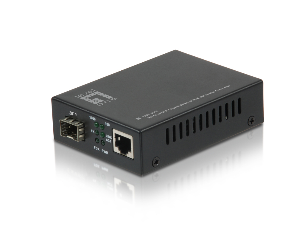 LevelOne GVT-2010 - Medienkonverter - 100Mb LAN - 10Base-T, 100Base-TX, 1000Base-T, 1000Base-X - RJ-45 / SFP, Ansicht 3