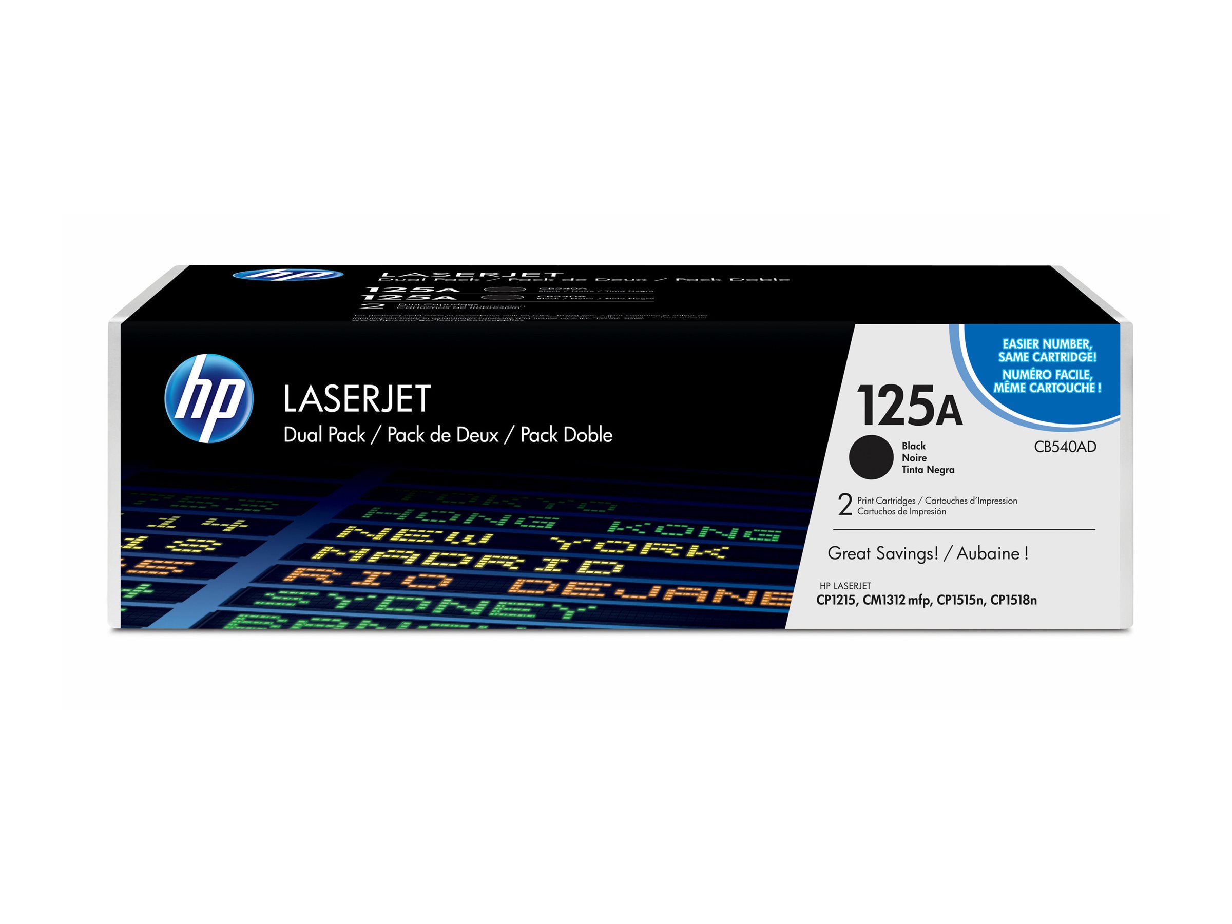 HP 125A - 2er-Pack - Schwarz - Original - LaserJet - Tonerpatrone (CB540AD), Ansicht 3