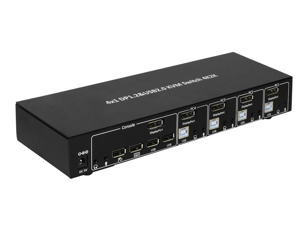 Techly 4 Port DisplayPort 1.2 KVM Switch with Hub and audio, Ansicht 3