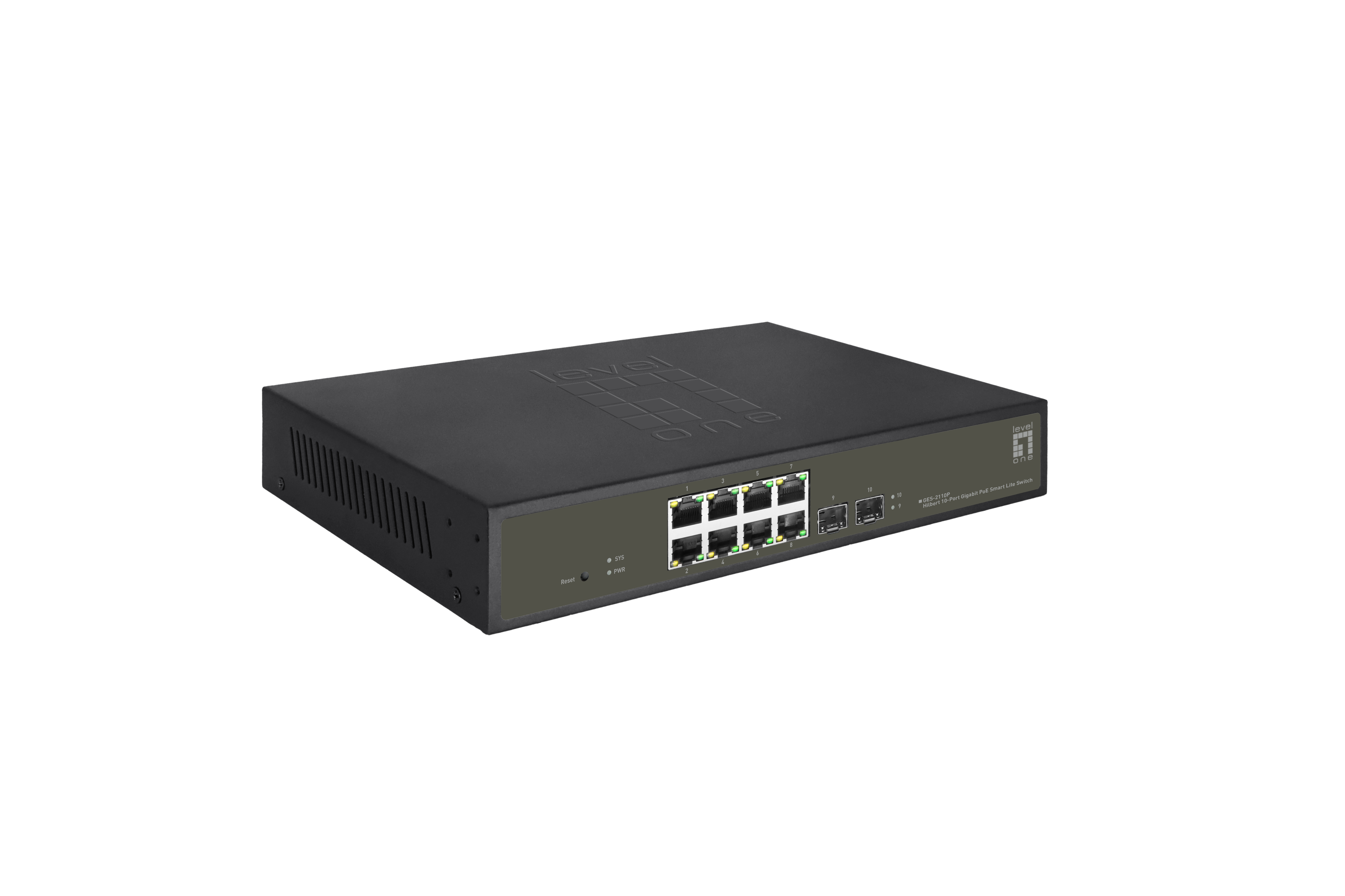 LevelOne Hilbert 10-Port Gigabit PoE Smart Lite Switch - 8 PoE Ausgänge - 2 x Gigabit SFP - 802.3at/af PoE, Ansicht 4