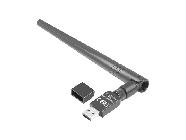Lanberg NC-0300-WIE - Kabellos - USB - Ethernet / WLAN - 2400 Mbit/s - Schwarz, Ansicht 3