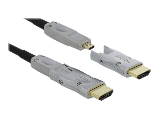 Delock High Speed - HDMI-Kabel - 19 pin micro HDMI Type D männlich zu 19 pin micro HDMI Type D männlich - 20 m - Schwarz - 4K Unterstützung Active Optical Cable (AOC)
