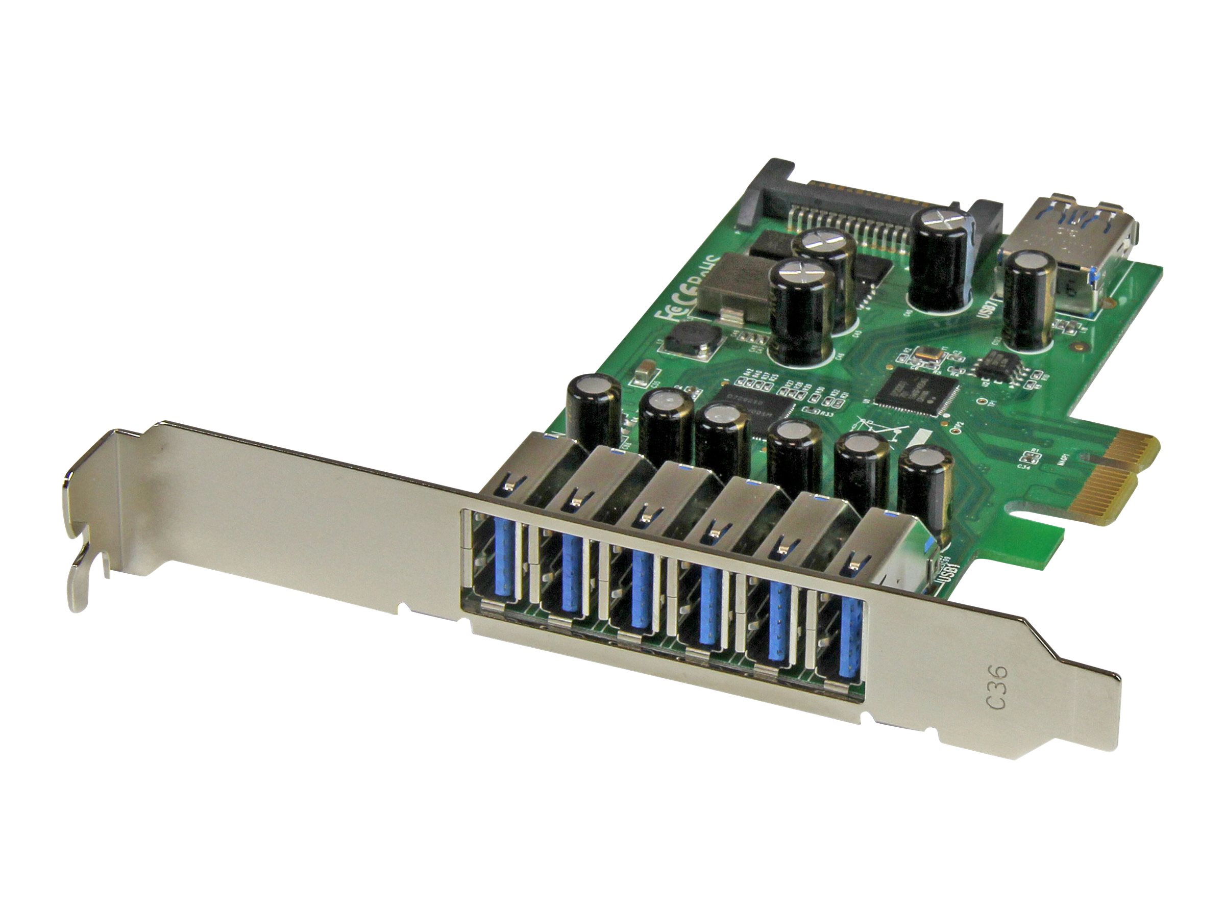 StarTech.com 7 Port PCI Express USB 3.0 Karte - PCIe USB 3.0 (Super Speed) Schnittstellenkarte / Controller 6 x Extern und 1 x Intern - USB-Adapter - PCIe 2.0 - USB, USB 2.0, USB 3.0 - für P/N: ST1030USBM, ST7300USBME