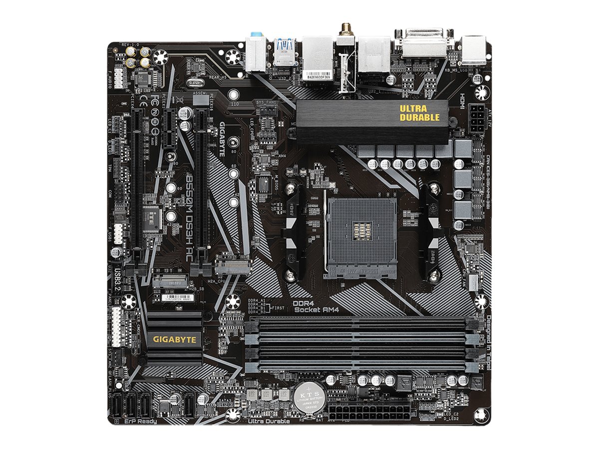 Gigabyte B550M DS3H AC - 1.X - Motherboard - micro ATX - Socket AM4 - AMD B550 Chipsatz - USB 3.2 Gen 1 - Gigabit LAN, W