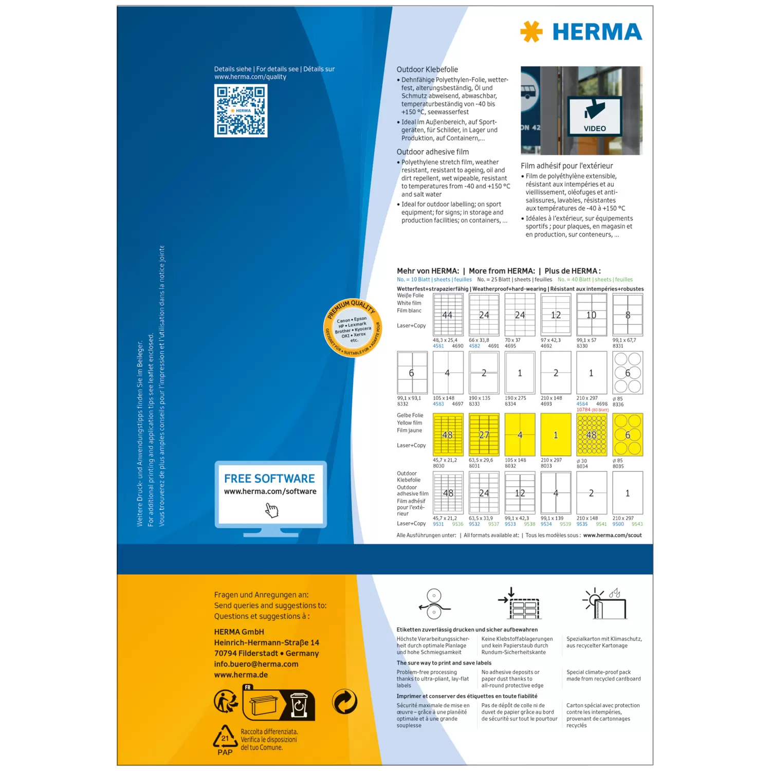 HERMA Special - Polyethylen (PE) - matt - extrem stark haftend - weiß - A4 (210 x 297 mm), Ansicht 2