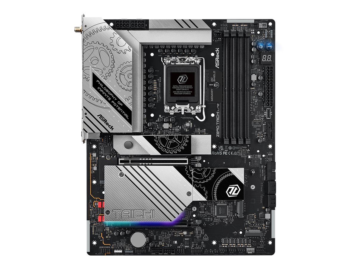 ASRock Z890 TAICHI LITE - Motherboard - ATX - LGA1851-Sockel - Z890 Chipsatz - USB4 USB-C 3.2 Gen 2x2 USB 3.2 Gen 1 USB 3.2 Gen 2 - 2.5 Gigabit LAN 5 Gigabit Ethernet Wi-Fi 7 Bluetooth - Onboard-Grafik (CPU erforderlich)