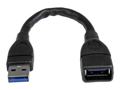 StarTech.com 15cm USB 3.0 Verlängerungskabel - USB 3 Typ A Kabel Verlängerung - Stecker/ Buchse - Schwarz - USB-Verlängerungskabel - USB Typ A (W) zu USB Typ A (M)