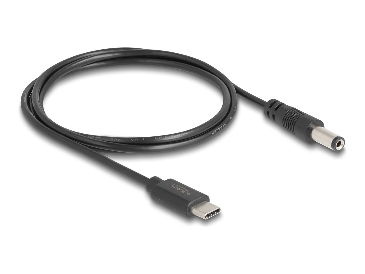Delock Stromkabel - 24 pin USB-C (M) zu Gleichstromstecker 5,5 x 2,1 mm (M)
