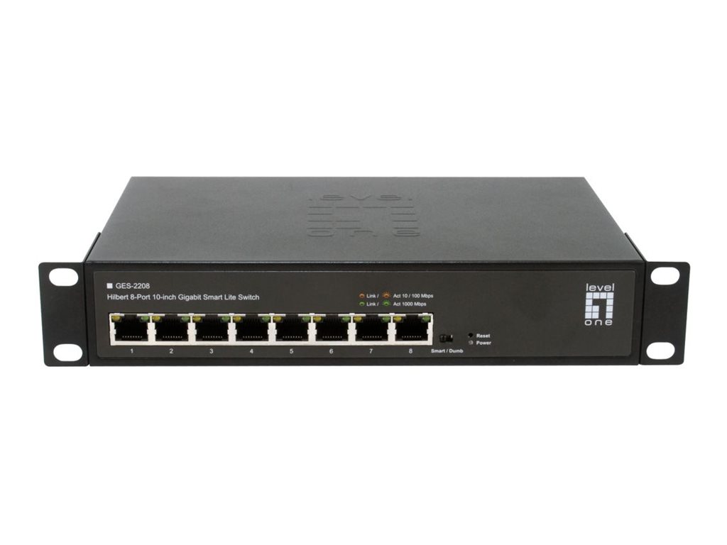 LevelOne Hilbert GES-2208 - Switch - 10", lite, with VLAN, QoS, energy efficient design, for small networks