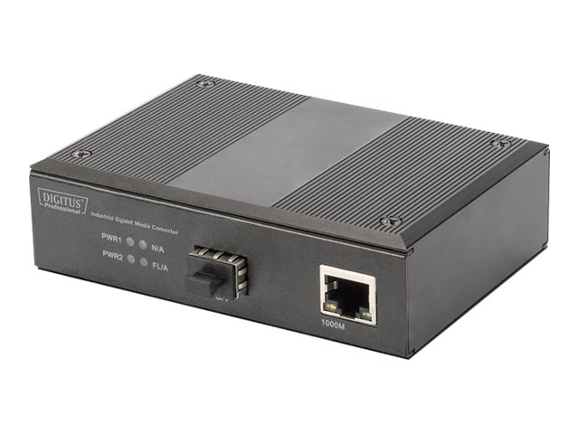 DIGITUS Professional DN-652103 - Medienkonverter - GigE - 10Base-T, 100Base-TX, 1000Base-T, 1000Base-X - RJ-45 / SFP (mini-GBIC) - bis zu 80 km